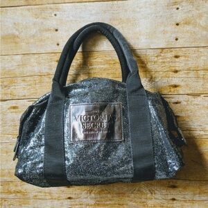 Victoria’s Secret Satchel Black Silver Sparkle Bag Tote Purse